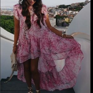 Pink floral high lo dress